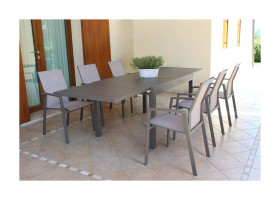 Tavolo da giardino allungabile HAWAII MINI in alluminio TAUPE cm 90 / 180 X 90 H 75