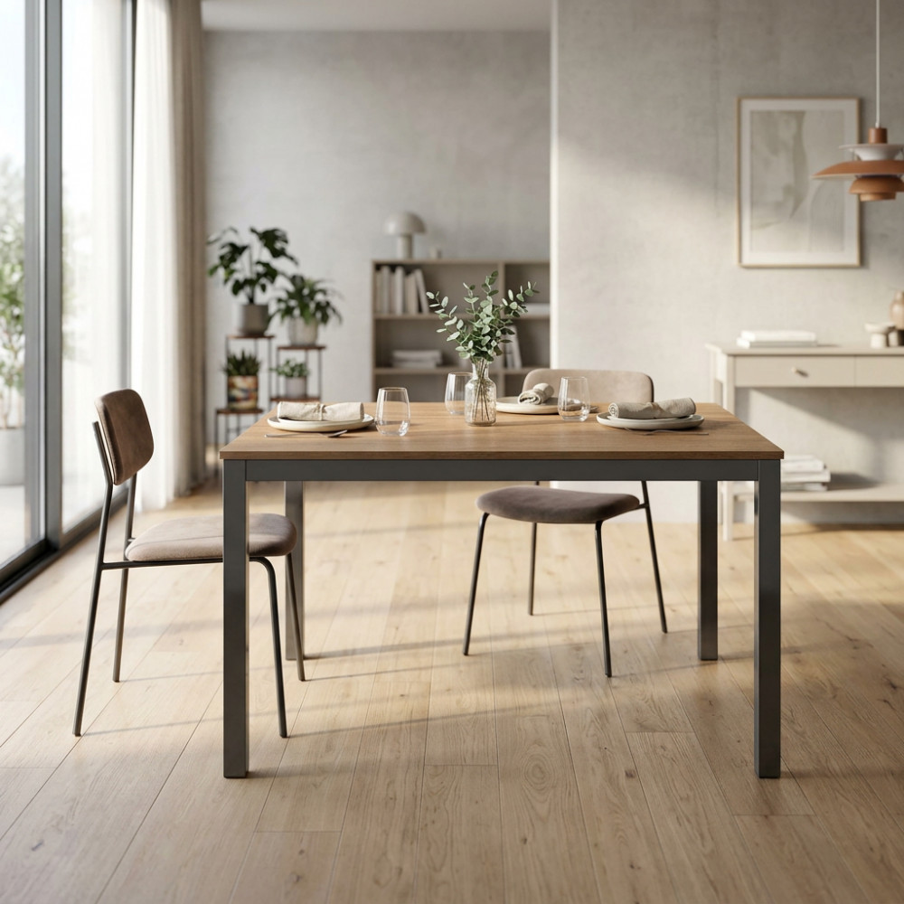 798 TAVOLO ROVERE 80 X 140/200 STRUTTURA NERA PIANO NATURALE