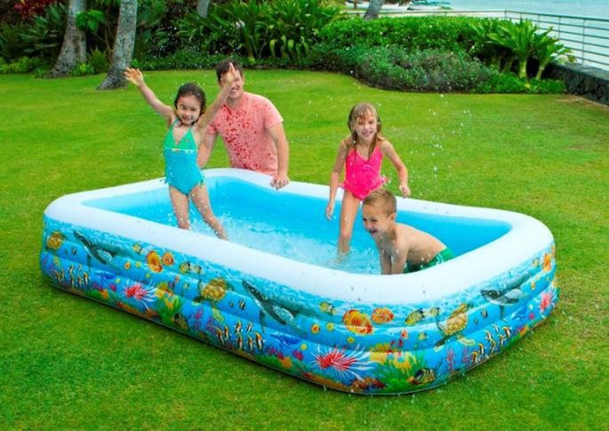 Piscina rettangolare gonfiabile Intex 58485 Piscina Family con Pesci Family cm 305X183X56 58485