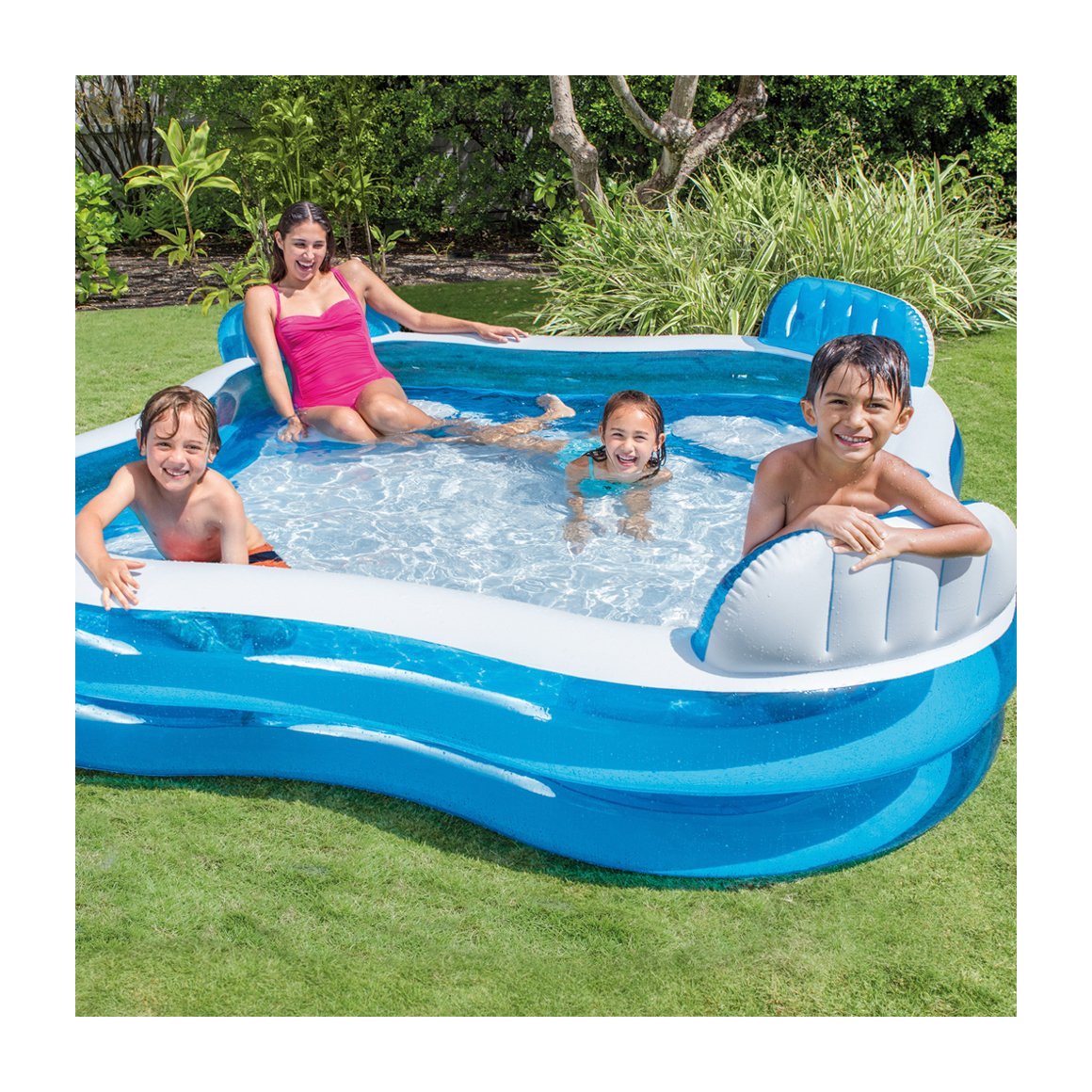 Piscina quadra 4 sedili INTEX 56475 Cm 229X229X66 con sedili e portavivande