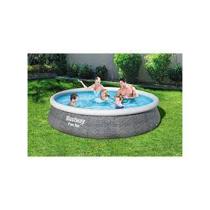 Piscina fuoriterra rotonda Bestway Fast Set Piscina 366 x 76 cm Colore Rattan Grigio Capacità: 5.37