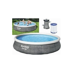 Piscina Fuori Terra Rotonda 396x84 Cm Rattan Bestway Fast Set 57376