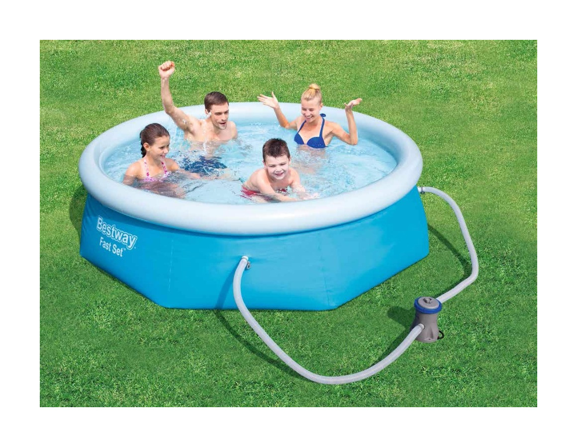 Bestway 57268 - Piscina Fast Set 244 x 66 cm Capacita 2.300 Litri, Pompa Filtro 58381/1.249 Litri/H, Cartuccia 58093 I