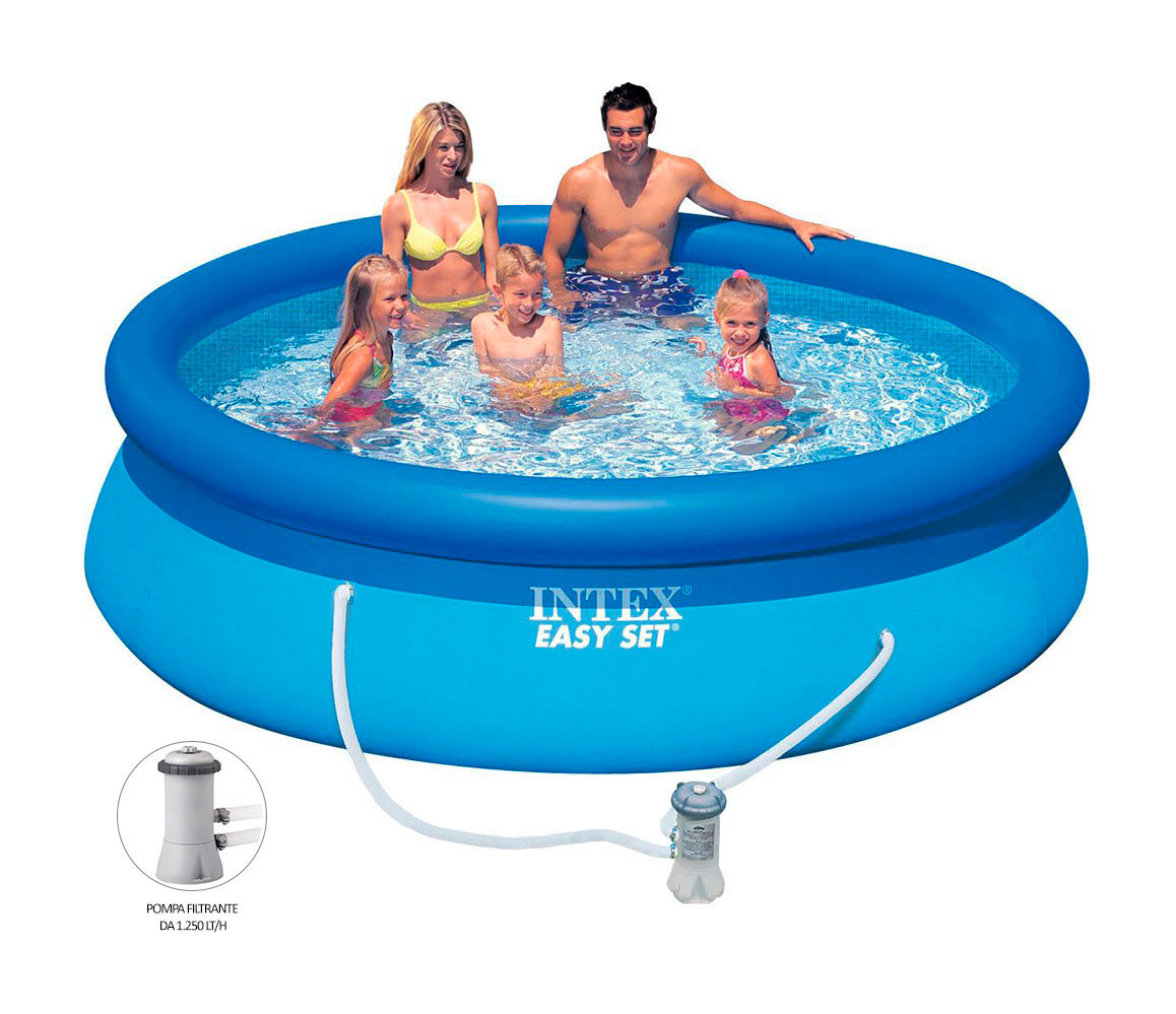 Piscina Fuori terra INTEX 28158 Autoportante da Giardino Piscina Esterna in PVC triplice strato Rotonda ø cm 457x84h con Pompa filtro da 2.006 lt/h - 28158 Easy Set