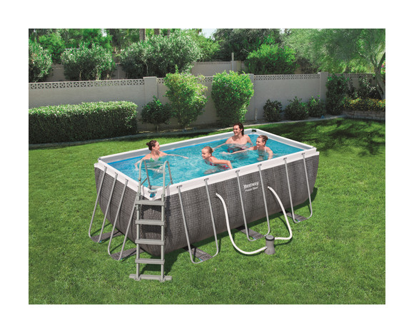 Piscina fuoriterra effetto rattan Grigio Scuro 412x201x122 Cm Bestway 56722 con pompa