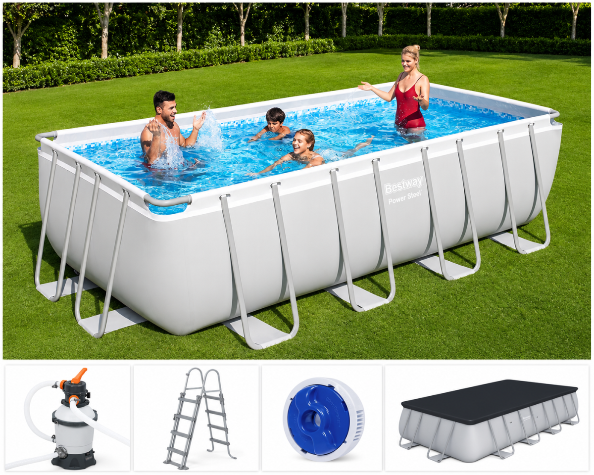 Piscina fuoriterra rettangolare Power Steel 488 x 244 x 122 cm 11532 litri cod. 56671